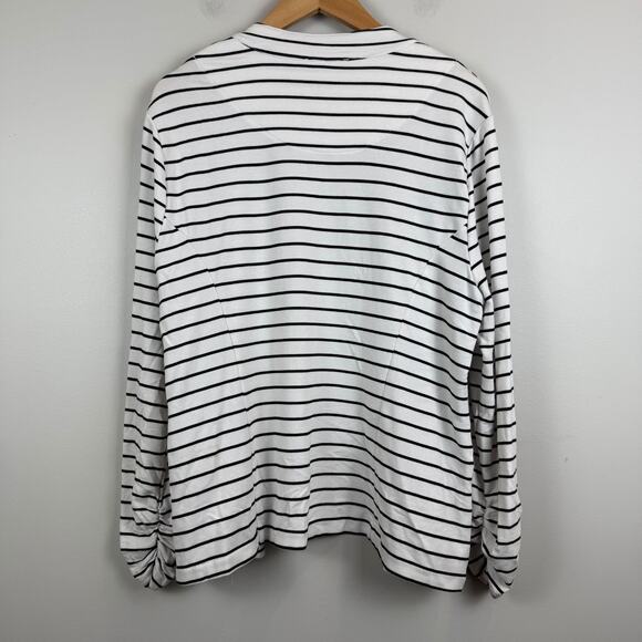 Tart Open Front Blazer Jacket Womens XL White Black Striped Modal Classic Topper - Picture 3 of 9